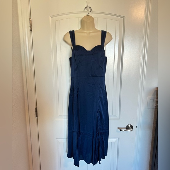 Petal & Pup Dresses & Skirts - Petal & Pup Elegant Navy Blue Satin Tank Cocktail Dress Size Medium NWT